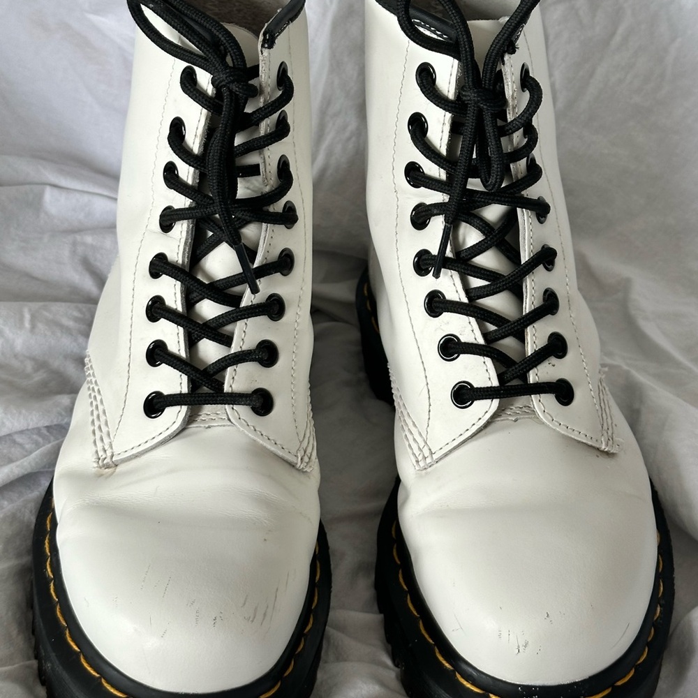 Dr. Martens White Lace-Up Boots with Black Details 1460 BEX Unisex